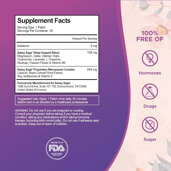 Cooling Sleep Patch with Melatonin for Menopause Relief, Hot Flash Relief & Night Sweats | Menopause Patches for Women - Cooling Patch for Hot Flashes, Menopause Cooling Product for Better Sleep