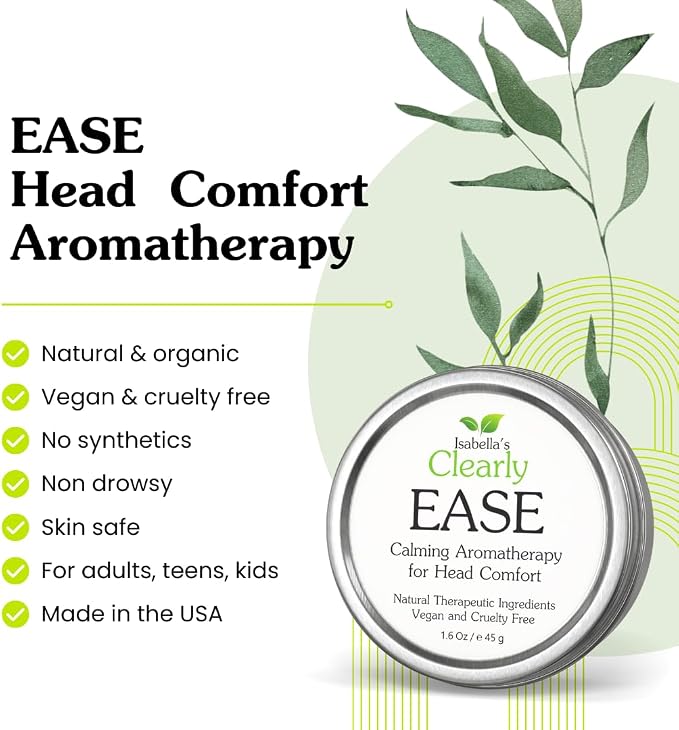 Isabella's Clearly Ease – Calming Aromatherapy Balm for Head Comfort | Coffee, Cinnamon, Chamomile & Peppermint Essential Oils | Non-Drowsy, Vegan, Made in USA