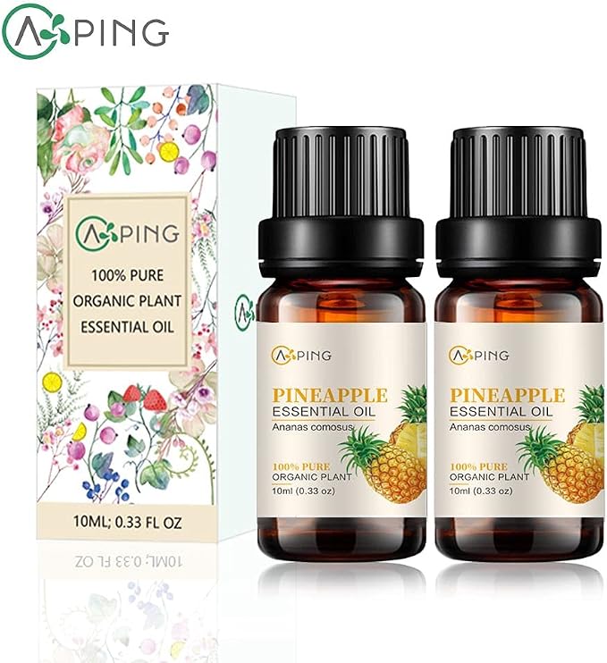 2-Pack Pineapple Essential Oil - 100% Pure Organic Natural Plant (Ananas comosus) Pineapple Oil for Diffuser, Aroma, Spa, Massage, Yoga, Perfume, 2x10ML