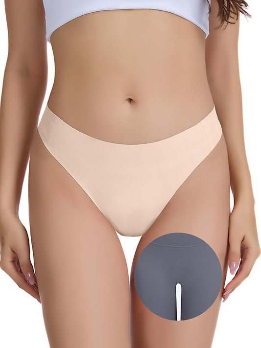 Seamless Camel Toe Thongs for Women Invisible Cameltoe Thong Panty Liners No Show Workout G-Strings Underwear