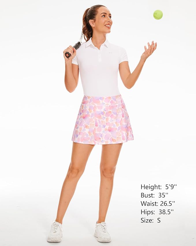 Stelle Women Tennis Skirt High Waisted Athletic Golf Skorts with Pockets | Tummy Control, Built-In Shorts, Deep Pockets, Pleated, Breathable, Lightweight, Tennis, Golf, Pickleball, Running, Workout