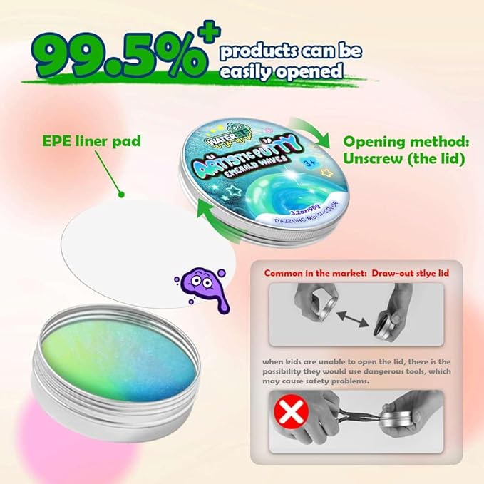WATERELF Putty for Kids, Fidget Stress Relief Play Putty for Boys Girls Adults, Non-Sticky Therapy Toys - 3.11 Inch 3.2 Oz - P009-Blue/Green