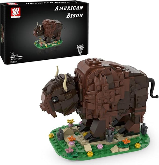 Kadablok MOC Building Sets, American Bison Building Blocks Set for Adults, MOC Bison Animal Building Kit Model Ornaments Creative Gifts,Yellowstone Inspired Bison Collectible Display, 384 PCS