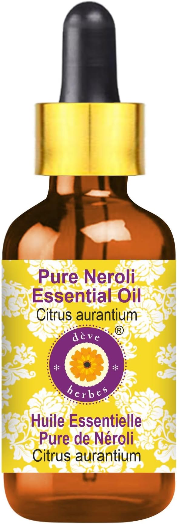 dève herbes Neroli Essential Oil (Citrus aurantium) with Glass Dropper Pure | Non-Sticky | Non-Greasy | Lightweight | Men & Women | All Skin Types | Steam Distilled 30ml(1 oz)