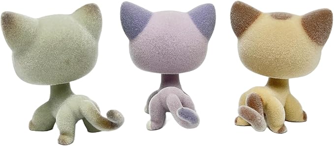 3pcs/Set Custom Flocked Pet Shop Toys Short Hair Cat Kitten Collie Great Dane Cocker Spaniel Dachshund Puppy Dog OOAK Compatible with LPS (#1024 and #2094 and #391)