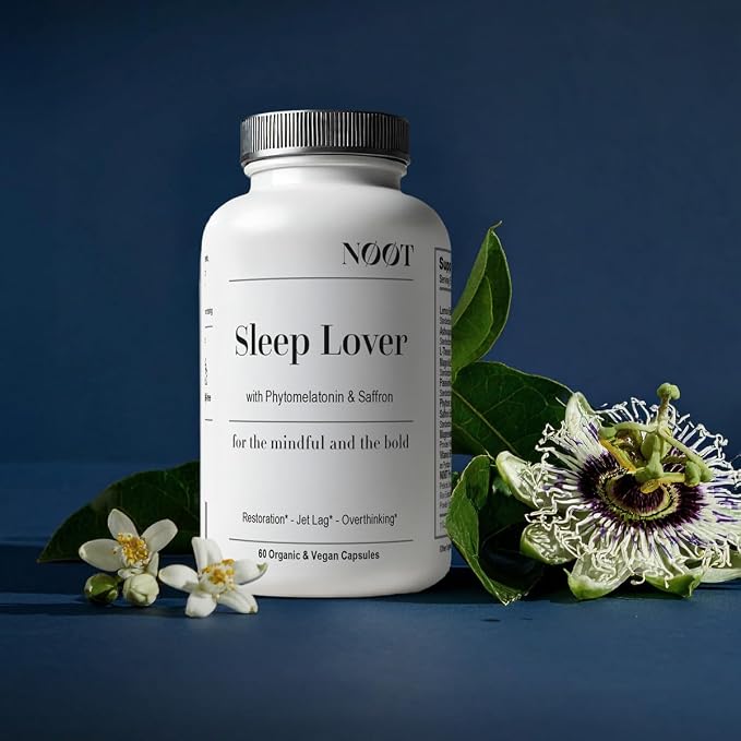 NOOT Sleep Lover Supplement – Natural Sleeping Aid for Adults & Students | Non-Habit Forming Sleep Supplement w. Ashwagandha, Lemon Balm, L-Theanine & Phytomelatonin | Deep Rest Support | 60 Capsules