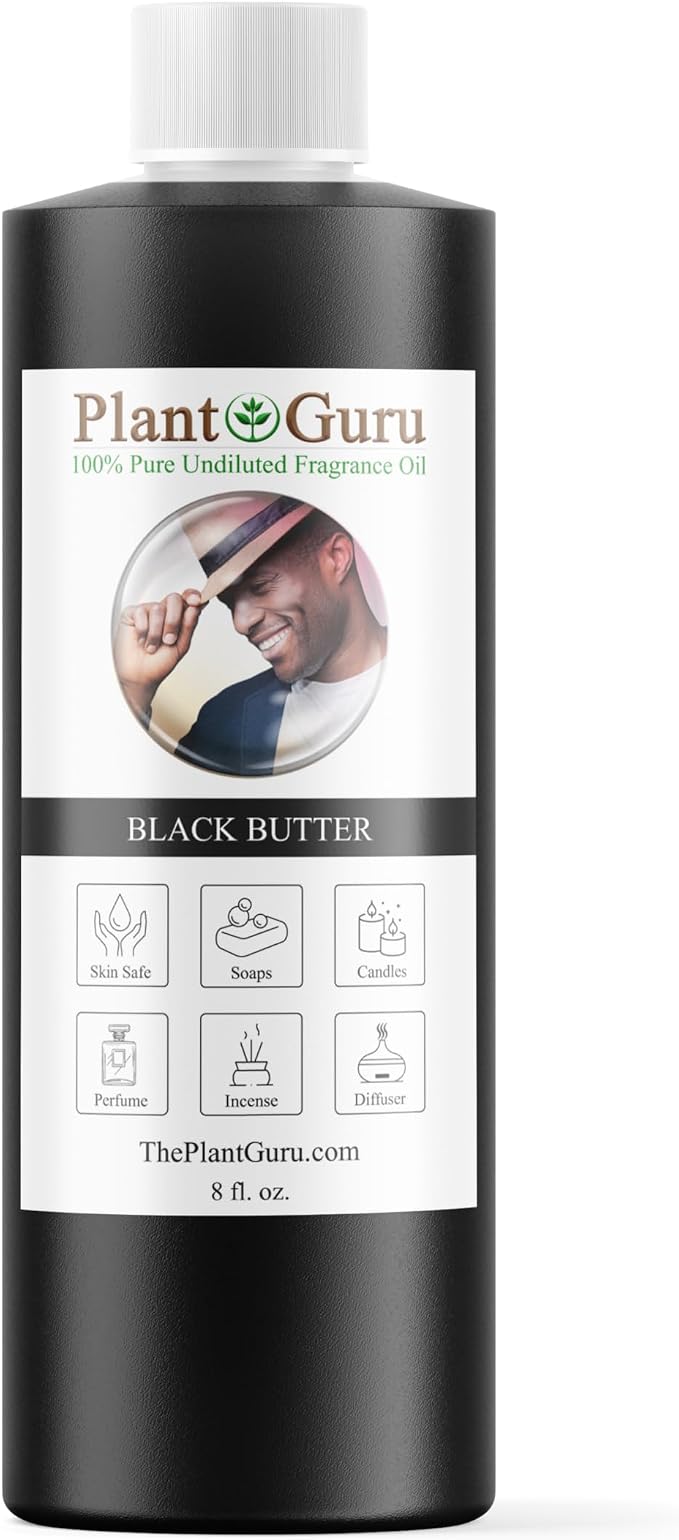 Black Butter Fragrance Oil 8 fl. oz. Scented Oil for DIY Soap Making, Candles, Bath Bombs, Body Butters. Used in Aromatherapy Diffusers, Burners and Warmers. Great Addition to Lotions and Creams.
