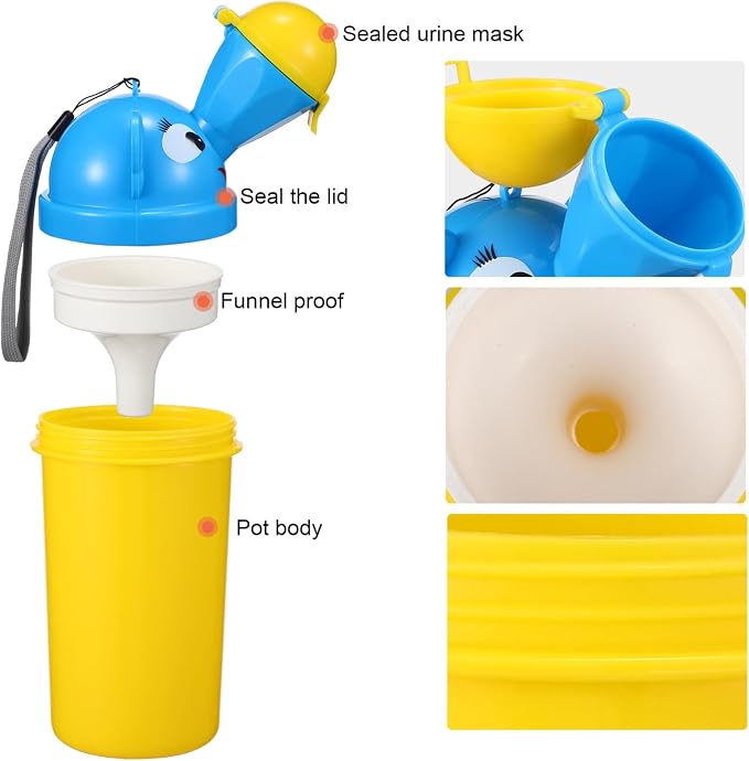 Urine Bucket Portable Kids Travel Potty with Cleaning Brush for Outdoor Use Portable Urinal Bottle Baby Pee Potty Essentials Car Abs Child