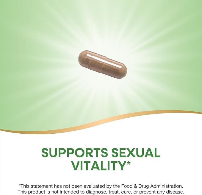 Nature's Way Horny Goat Weed, Standardized Extract, Supports Sexual Vitality*, 500 mg per Serving, Non-GMO Project Verified, 60 Vegan Capsules (Packaging May Vary)