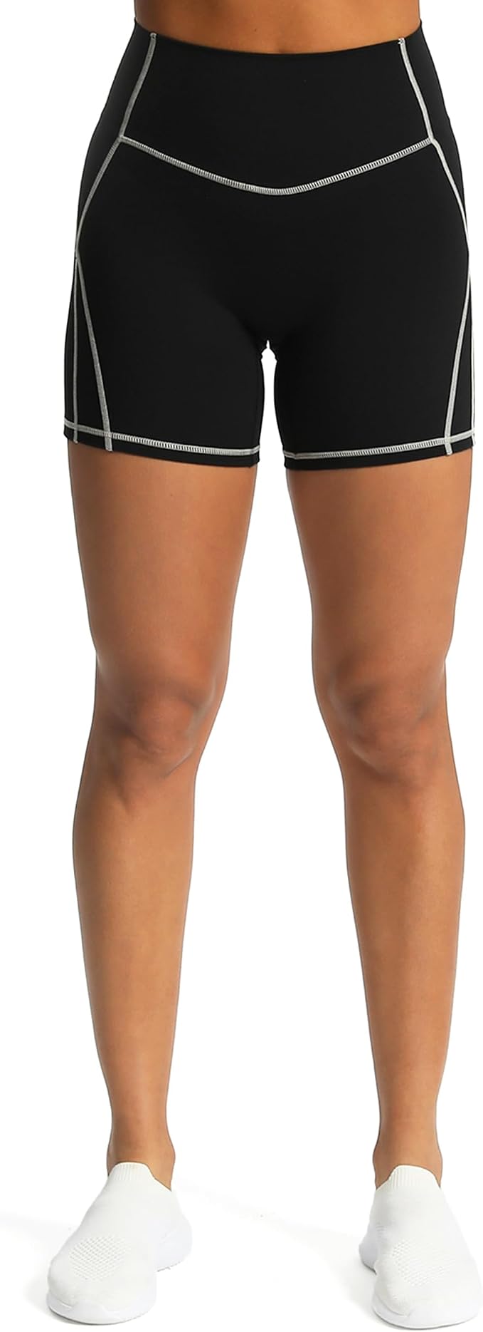 Aoxjox Lexi Lined Workout Biker Shorts for Women Tummy Control High Waisted Exercise Athletic Gym Running Yoga Short 6"