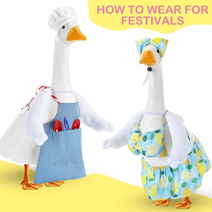 Abbylike Poseable Goose Wings for 23”- 28" Porch Lawn Goose Outfit Accessories Poseable White Wings for Outdoor Patio Yard Lawn Art Decoration (1 Pcs,Rippled Edge)