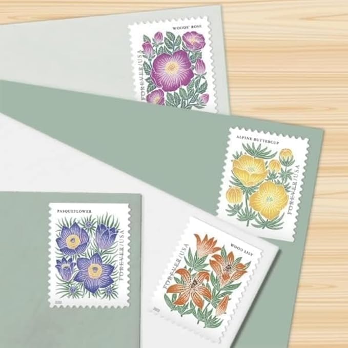 Mountain Flora Flower US First Class Forever Postage Stamps Celebrate Beauty Wedding (1 Strip of 100)