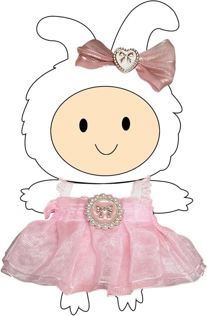 Doll Dress Set for 15-17cm Dolls, Cute Clothes for Dolls. Clothes Accessories for Doll Dress, Cute Miniature Clothes for Bag Charm, Photo Props, and Fashion Display. (Pink Princess Dress)