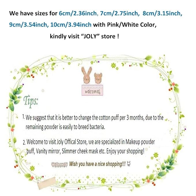 Joly Large Loose powder Puff, 4.3'' XL Body Puff with Ribbon (10.9cm) (5PCS)