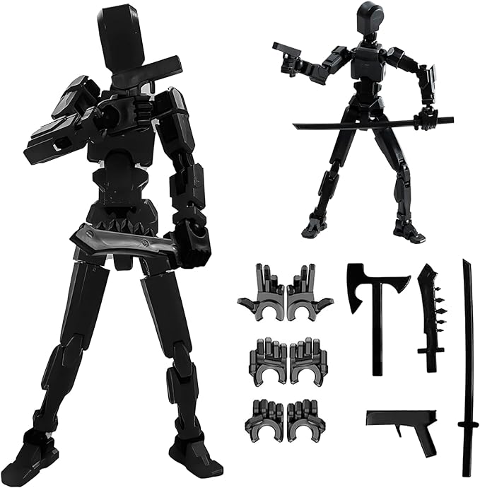(Assembly Completed)-Titan 13 Action Figure,Lucky Robot 13 Action Figure Set,Nova 13 Action Figures,3D Printed Multi-Jointed Movable Robot Figure,Multiple Accessories (1pc, Black)