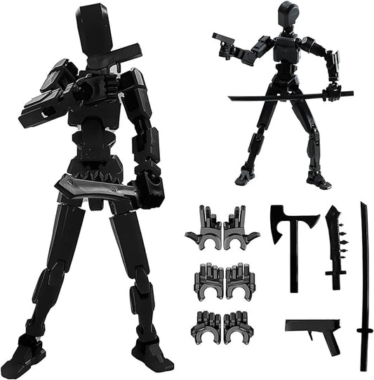 (Assembly Completed)-Titan 13 Action Figure,Lucky Robot 13 Action Figure Set,Nova 13 Action Figures,3D Printed Multi-Jointed Movable Robot Figure,Multiple Accessories (1pc, Black)