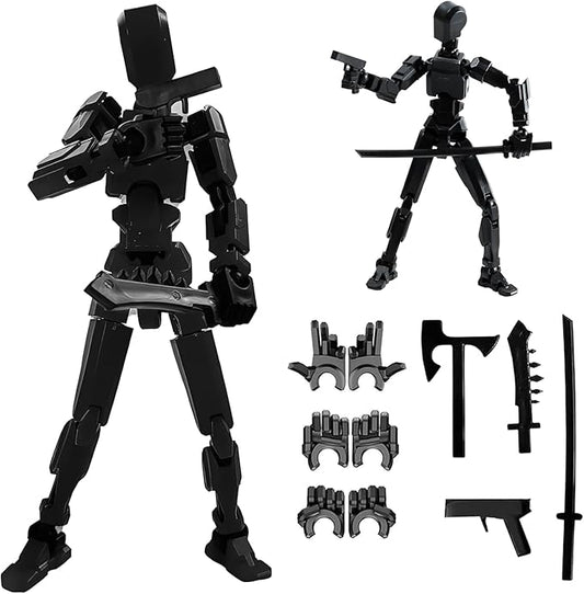 Titan 13 Action Figure, New Robot Action Figure with Accessories 3D Print Multi-Articulated Virtual Robot 13 Action Figure Desktop Decor (Black 1 Piece)