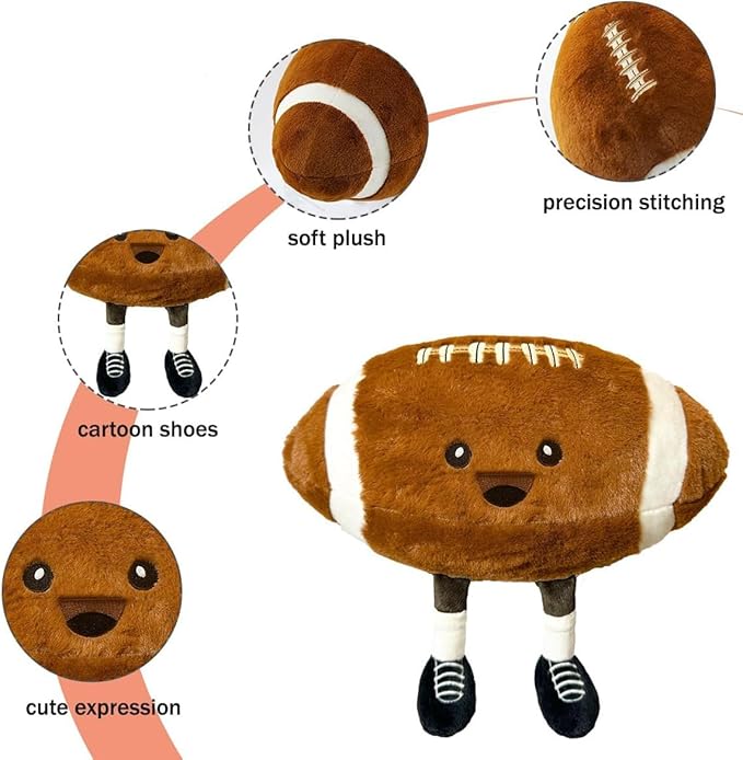 11inch Football Plush Toys,Rugby Stuffed Sports Balls Toy,with feet Creative Soccer Doll,Cute Fun Soft Plush Ball,Plush Stuffed Spherical Soft Toys Sports Throw Pillow Cushion Kids Gift (Rugby)