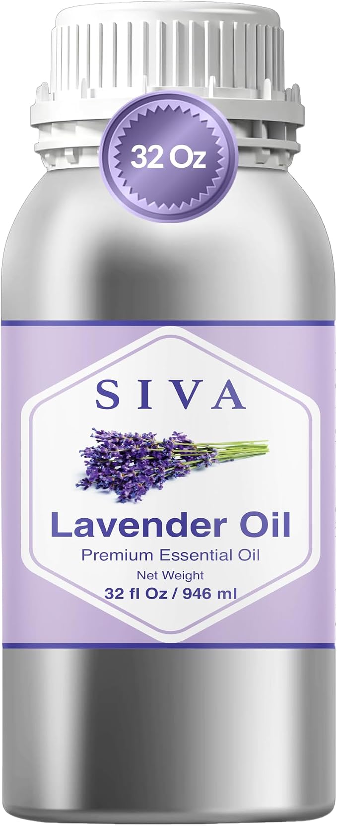 Siva Lavender Essential Oil 32 Fl Oz – for Diffuser, Skin & Hair Care – Ideal for Massage & DIY Blends