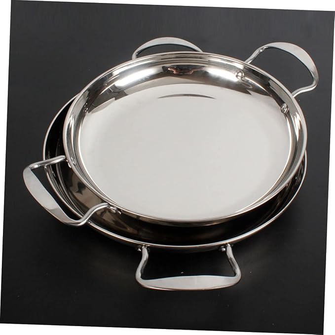 LABRIMP Korean Ramen Pan Double Handle Pot Stainless Steel Dry Pot Rapid Heat Transfer Cookware