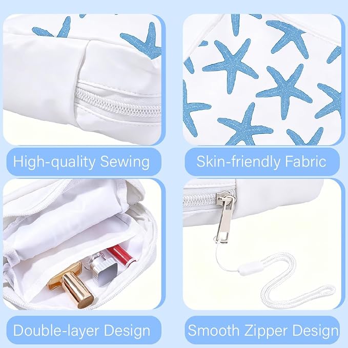 Starfish Period Bag Pouch 5.12 x 5.12 x 1.57 Inch Sanitary Napkin Storage Bag with Zipper Portable Reusable Waterproof Polyester Menstrual Pad Pouch First Period Gifts for Women Daily Use