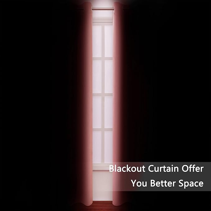 LEMOMO Blackout Curtains 66 x 95 inch/Coral Curtains Set of 2 Panels/Thermal Insulated Room Darkening Bedroom Curtains