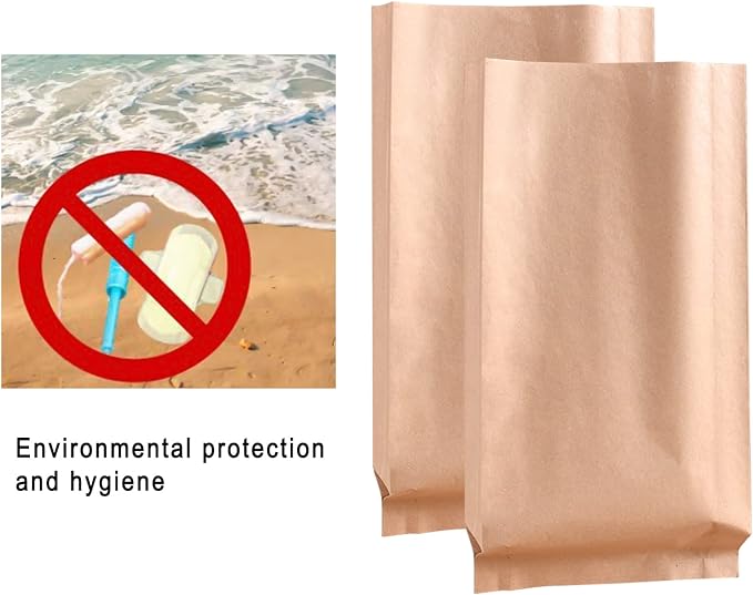 Sanitary Pad Disposal Bags, 100 Count, Waterproof, Odor Controlling, Eco-Friendly Kraft Paper Bags