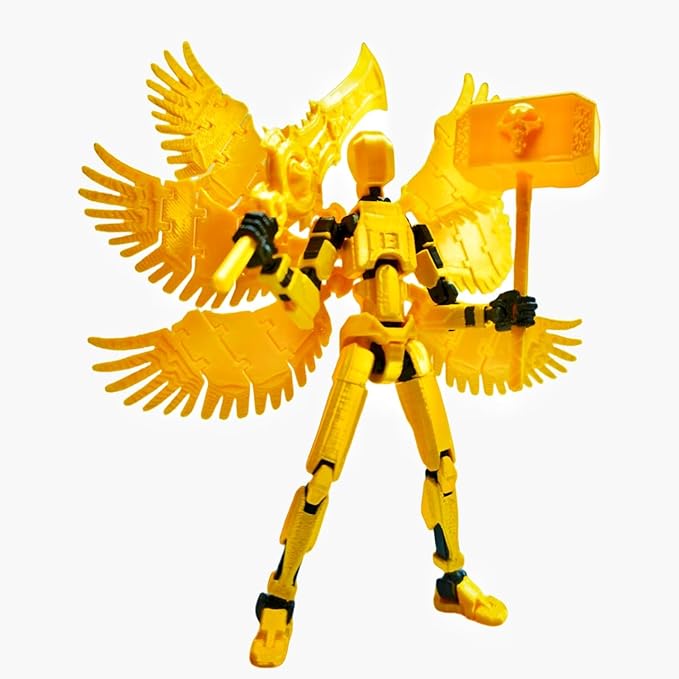 Dummy13 Action Figure Set | Pre-Assembled 3D Printed Titan and Robo Figures | Highly Articulated Robot Toys with Interchangeable Accessories | Perfect for Collectors and Hobbyists (Golden)