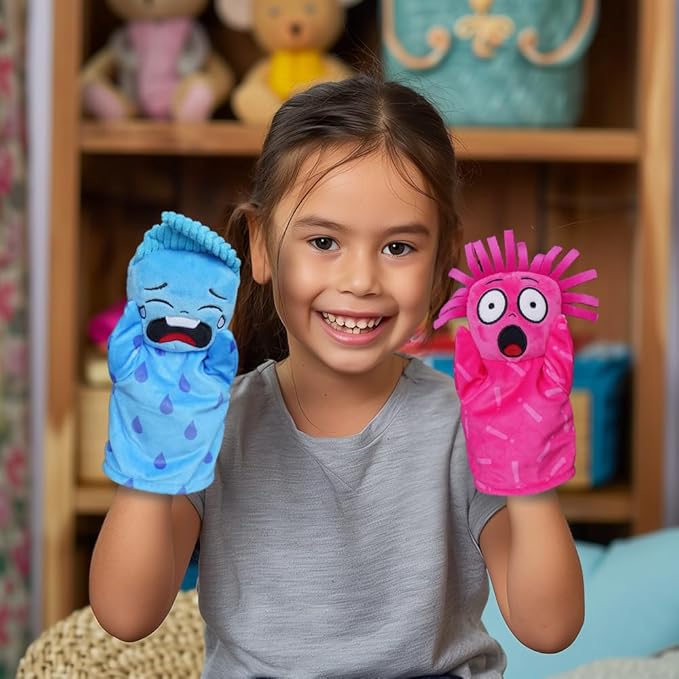 UrbanKiddy's My Emotion Friends | 6 Emotion Sensory Hand Puppets, Interactive Educational Toys for Emotional Growth, Social Skills, Mindfulness in Kids, For Home Classroom Therapy, With Activity Cards