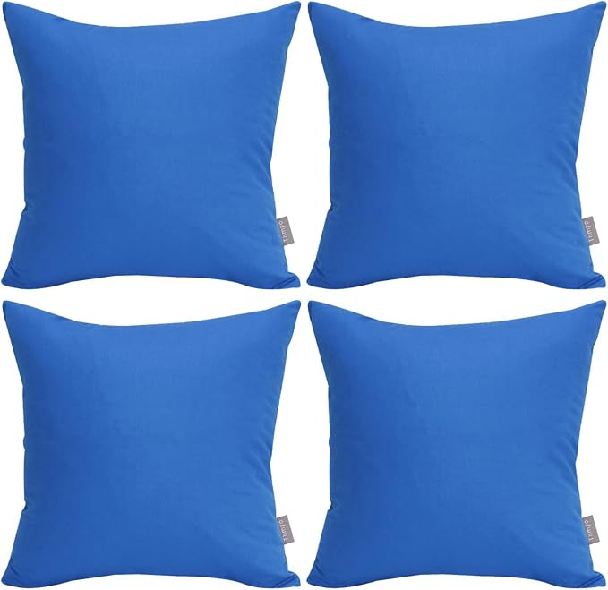 4-Pack 100% Cotton Comfortable Solid Decorative Throw Pillow Case,Thmyo Square Cushion Cover Pillowcase Sublimation Blank Pillow Covers DIY Throw Pillowcase for Sofa Bedroom(20x20 inch/ 50x50cm,Blue)