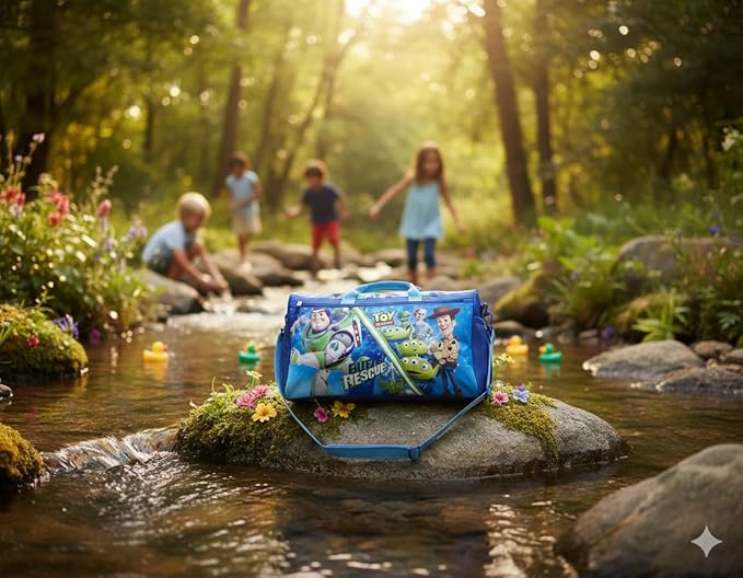 Disney Pixar Toy Story Kids’ Duffle Bag – Buzz Lightyear, Woody & Friends Travel Gym Bag with Adjustable Strap
