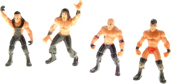 PowerTRC 2 Pack 32 Pcs Wrestling Toys for Kids, Wrestler Play Set with 2 Wrestle Rings Style, 12 Super Wrestlers, Many Realistic Accessories, Toy Figures Cake Topper Birthday Party Decoration Gift