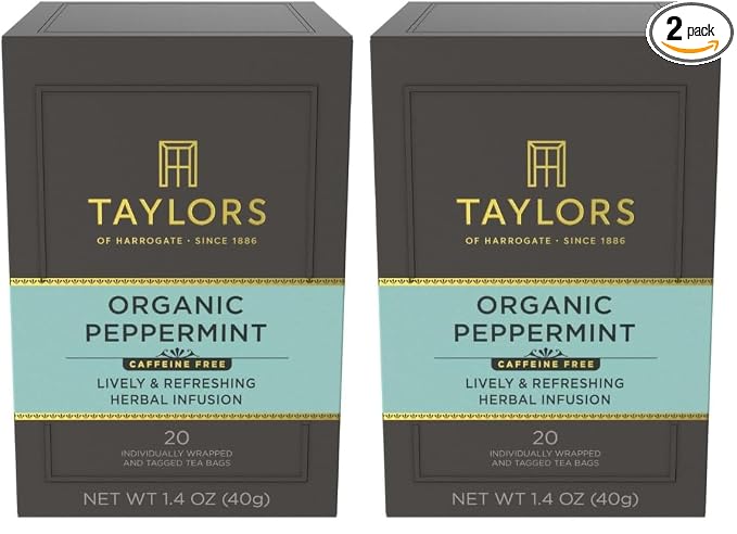 Taylors of Harrogate Organic Peppermint Herbal Tea, 20 Teabags (Pack of 2)