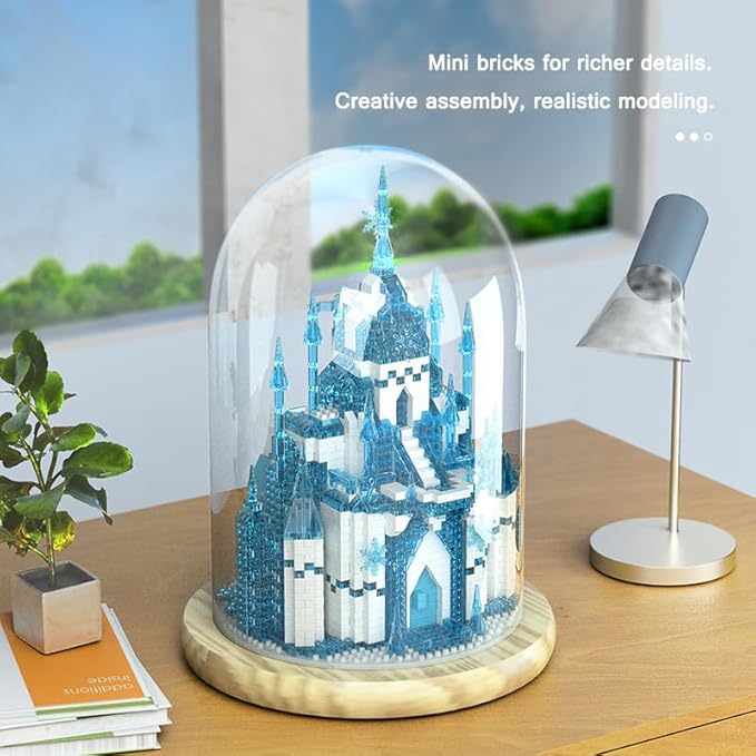 Ice Castle Building Toy, Mini Bricks Bonsai Block Set, 1980 Pieces Micro Bricks Collectible Ideas Building Blocks for Adult Kids Ages 14 and up