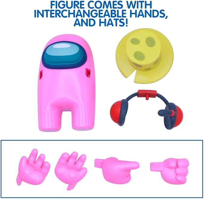 Among Us Collectible Figure – Pink Crewmate with Cheese Hat, 7″ Action Figure – Just Toys Series 4