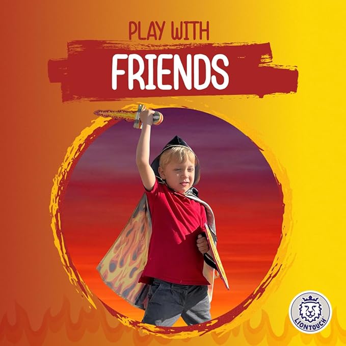 Liontouch - Fantasy Fire Flame Set | Foam Sword & Shield for Kids Age 3-8 Years | Medieval Pretend Play in Roaring Fire Style | Safe Toy Weapons & Battle Accessories for Boys’ Dress Up & Costumes
