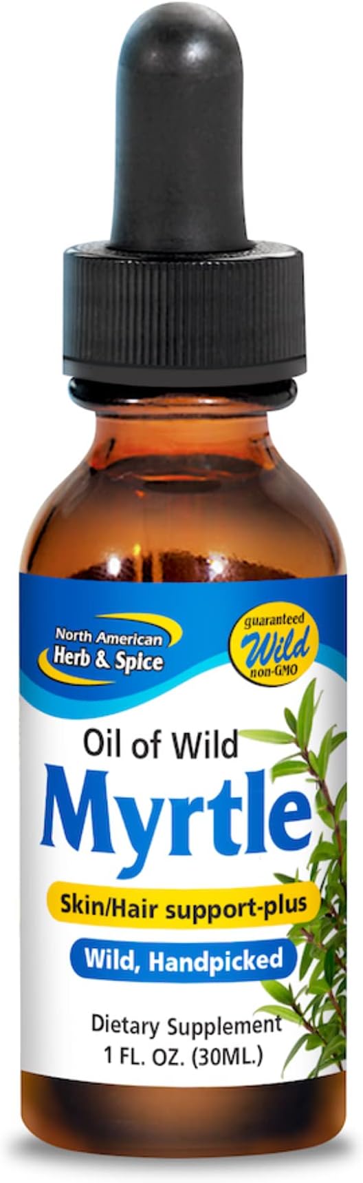 NORTH AMERICAN HERB & SPICE Wild Oil of Myrtle - 1 fl. oz. - Wild Myrtle Oil - Skin & Hair Support, Topical Aphrodisiac - Non-GMO - 172 Servings
