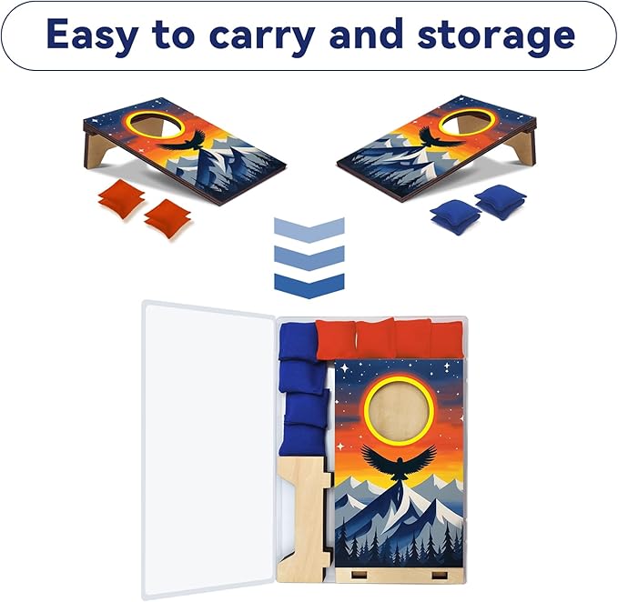2PCS Mini Tabletop Cornhole Boards, 4.7" W x 7.7" L Wooden Desktop Toss Game with 8 Bean Bags, Portable Game Set for Travel Home