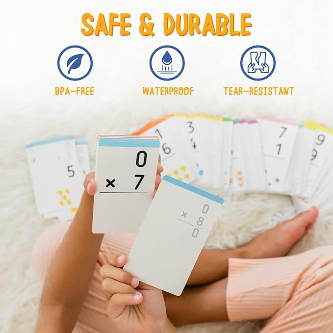 merka Multiplication Flash Cards - 169 Cards, Ages 4-8 - Color-Coded Multiplication Facts Tables for Grade 3 - Homeschool & Classroom Math Games