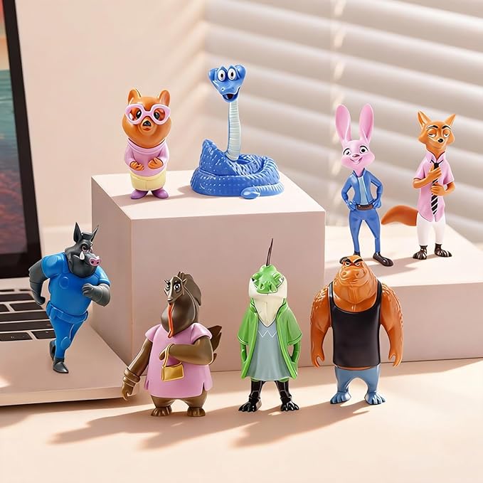 8 Pack Zootopia 2 Figurine Toys, Cartoon Animal Action Figures for Kids, Toy Collection for Party Favors and Play
