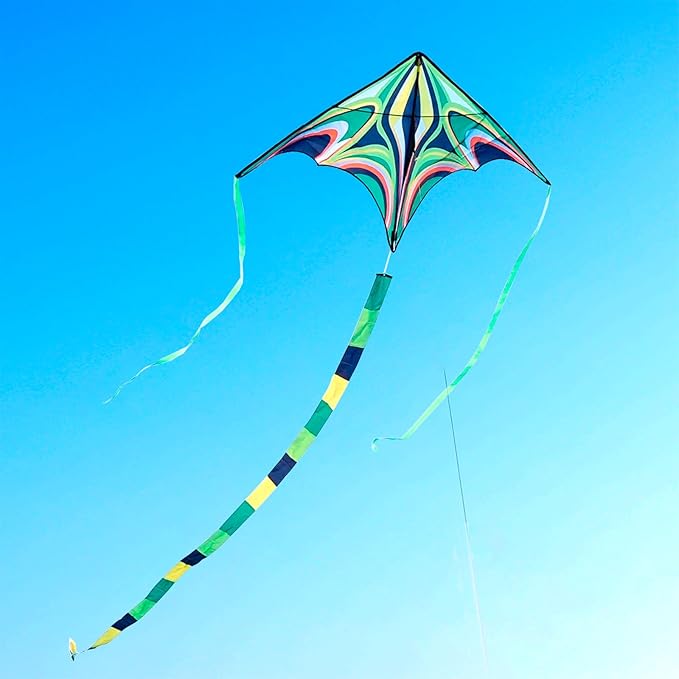 Kite, Large Delta Kites for Kids and Adults, Easy to Fly Rainbow Kites, Durable Multifunctional Beach Kite, Tangle-Free Flight Line, Durable