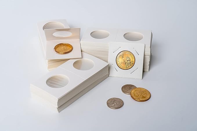 Boen 300Pcs 27.5mm/(1.08 Inch) Coin Flips for Small Dollar, Coin Holders for Colletors The Coin Collection Supplies Coin Cardboard Coin Flips for Coin Collection
