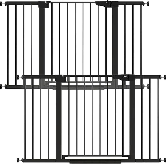 Cumbor Pack of 2 Extra Wide Baby Gate for Stairs, 29.7–51.5" Pressure Mounted Dog Gate for Doorways, Auto Close Safety Pet Gate, Easy Walk Thru Wide Child Gate, Black, Mom's Choice Award Winner
