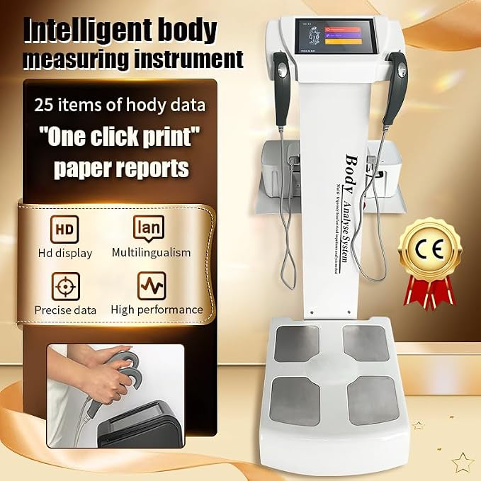 Body Fat Analyzer with Printer Human Body Composition Analysis Scanner with Muscle/Fat Analysis, Health Monitoring, Hydration Tracking & BMI Calculator for Home or Fitness Studio Use, White