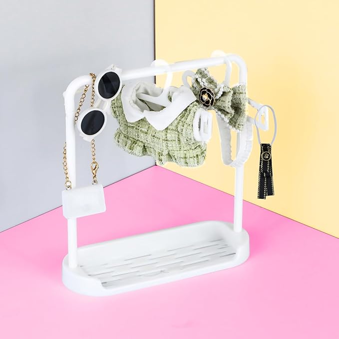 Doll Clothes 15cm Green Outfits for Dolls Elegant Green Dress Headband Bow Tie Glasses and Bag Exquisite Clothes Accessories Compatible with Doll (Style 6)