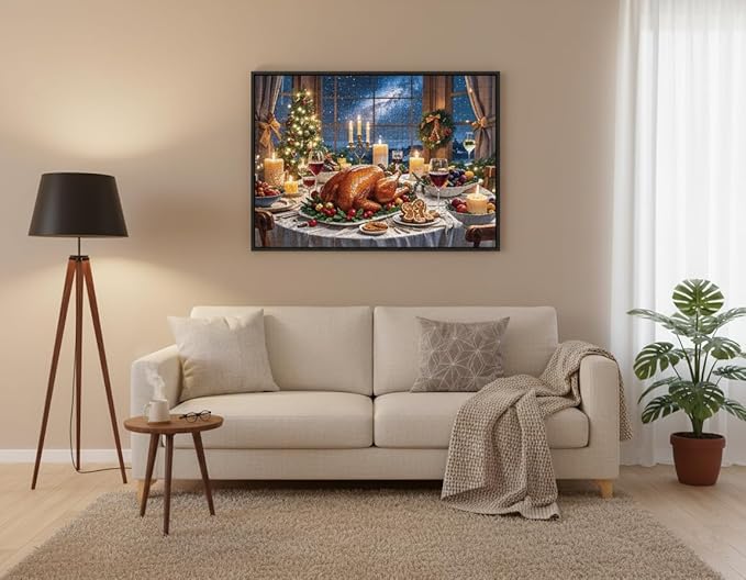 1000 Pieces Jigsaw Puzzles for Adults, Christmas Series - Festive Holiday Art, Fun Family Game, Best Xmas Gift Idea & Home Decoration, Large 28" x 20" （Christmas Dinner）