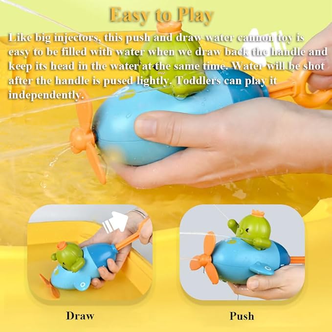 Draw & Push Water Cannon Toy, Lovely Propeller-Driven Aircraft Water Gun Toy Bath Toy Propeller Plane Squirt Gun Toy Water Injection Gun Toy Bathtub Toy Pull & Push Water Blaster Toy Pool Toy