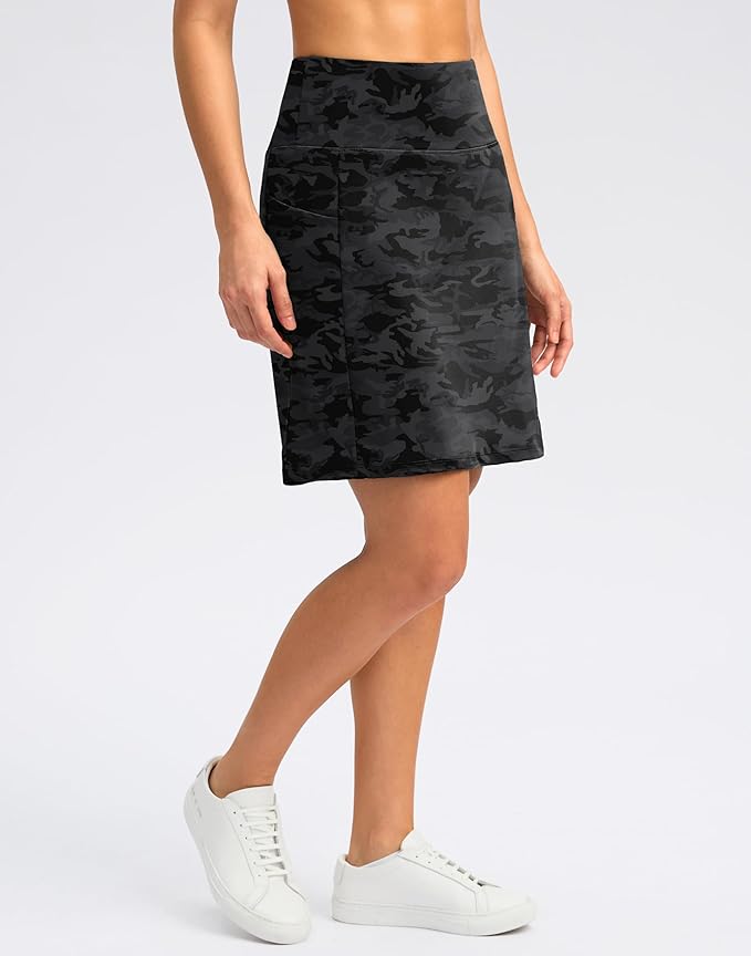 Women's 18" Skorts with 4 Side Pockets High Waisted Long Golf Skirt | Soft, Lightweight, Stretch, Breathable, Mesh Built-in Shorts, Athletic, Tennis, Dressy, Casual