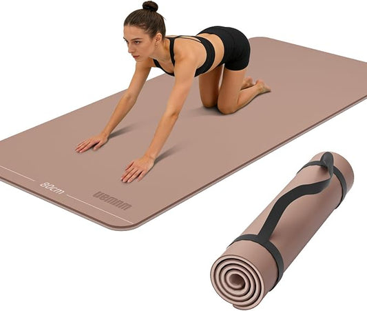 Wide Yoga Mat-80cm Extra Thick 1/3'' Fitness Exercise Mat Carry Strap