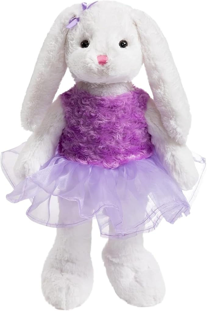 Ballet Bunny Stuffed Animal White Rabbit in Gauzy Dress Cute Easter Bunny Doll for Kids 21 inches Purple